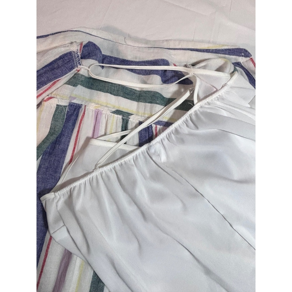 Old Navy Linen Blend Striped Button Down Shirt Dress with Slip Small Multi-Color - Picture 5 of 10